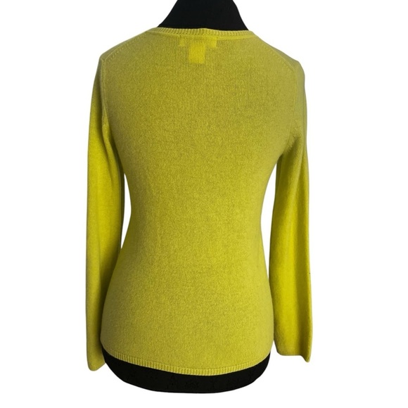 Peck And Peck Cashmere Lime Green 2-Ply Cashmere V Neck Sweater Size Small - Picture 2 of 7